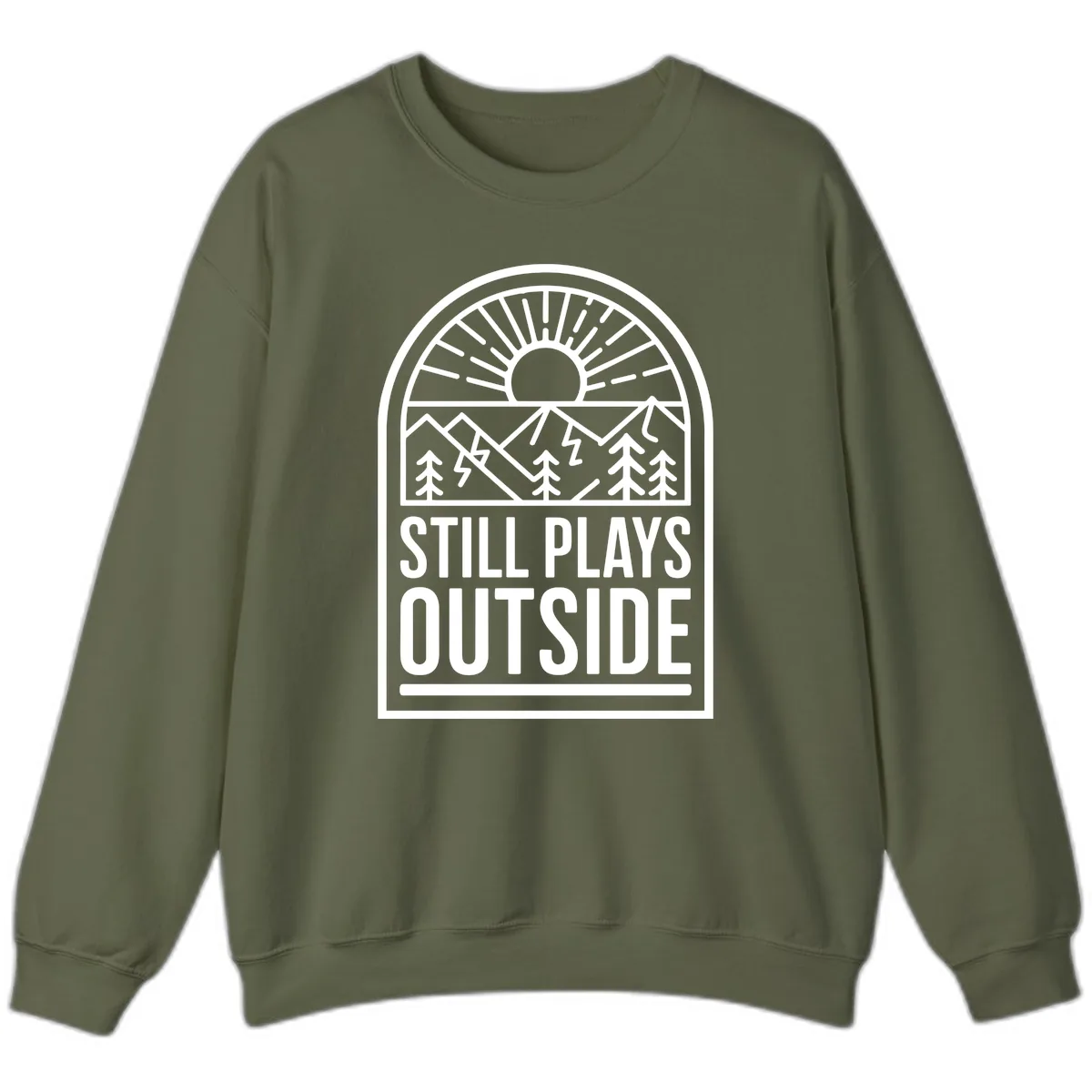 Still Plays Outside Sweatshirt in Military Green