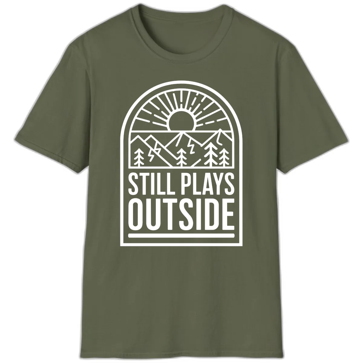 Still Plays Outside T-Shirt in Military Green