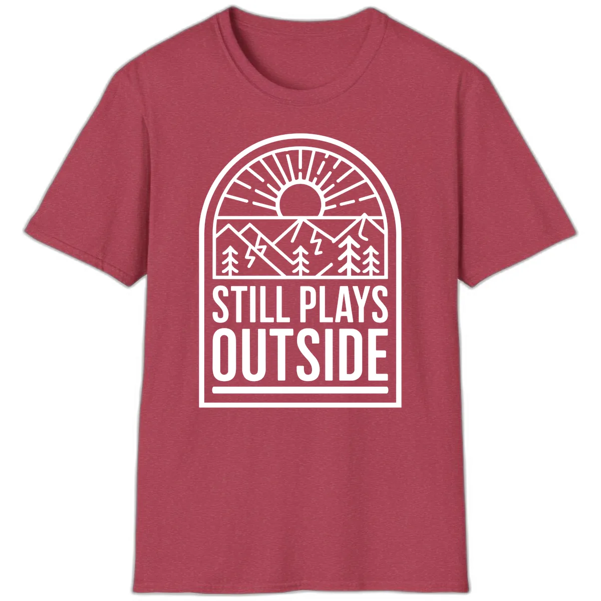 Still Plays Outside T-Shirt in Heather Cardinal