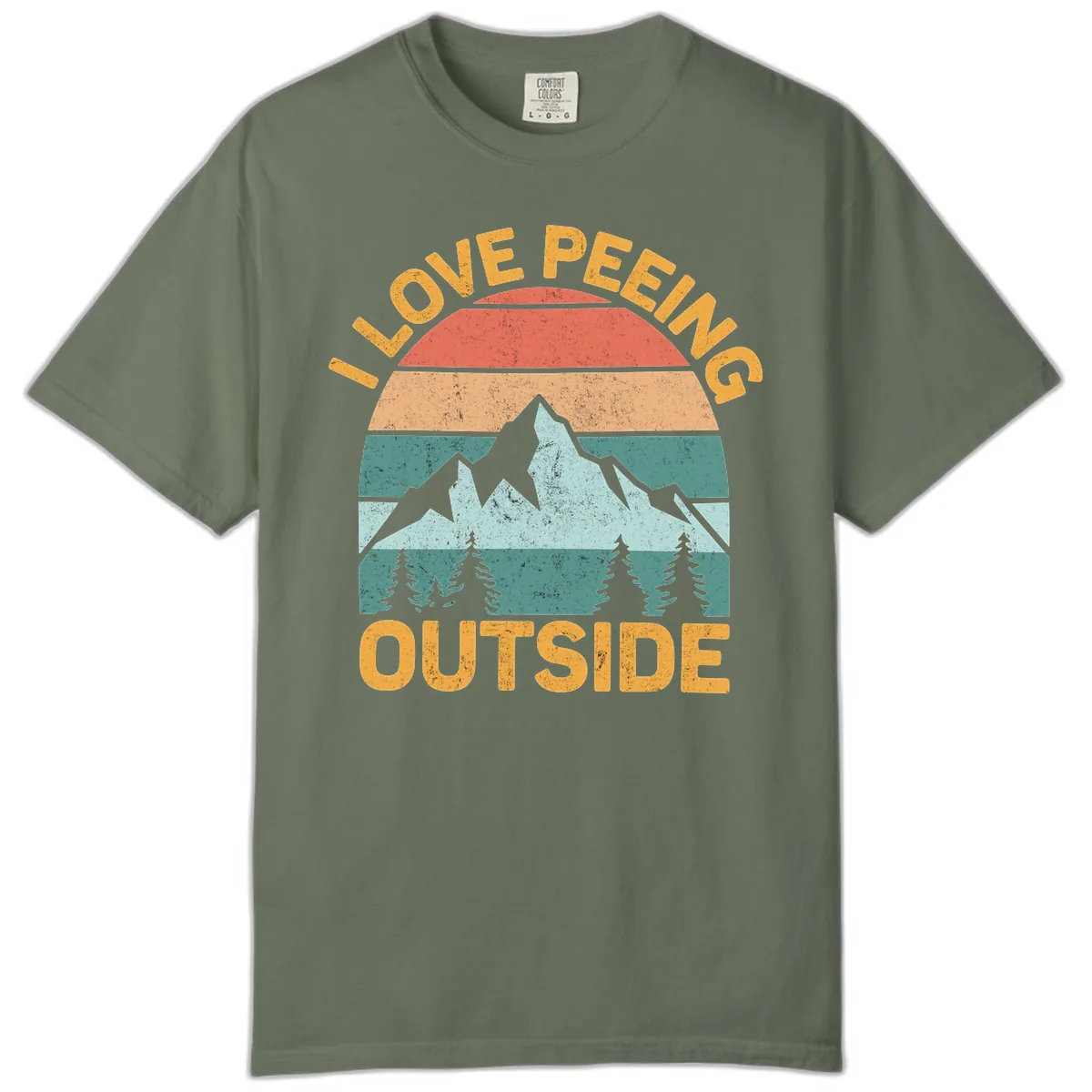Love Peeling Outside Retro Sunset Comfort Color in Moss