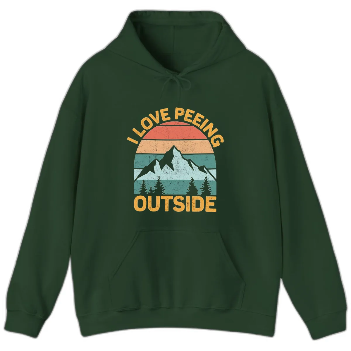 Love Peeling Outside Retro Sunset Hoodie in Forest Green