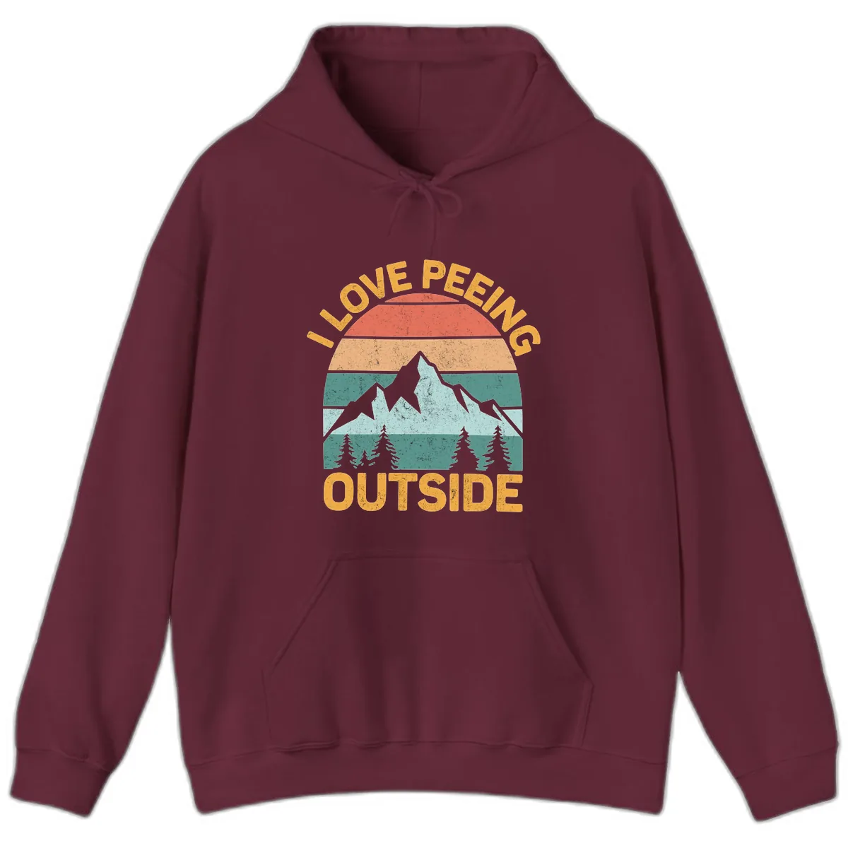 Love Peeling Outside Retro Sunset Hoodie in Maroon