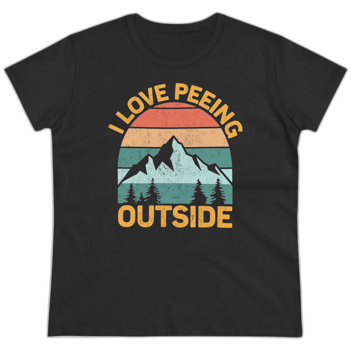 Love Peeling Outside Retro Sunset Ladies Tee in Black