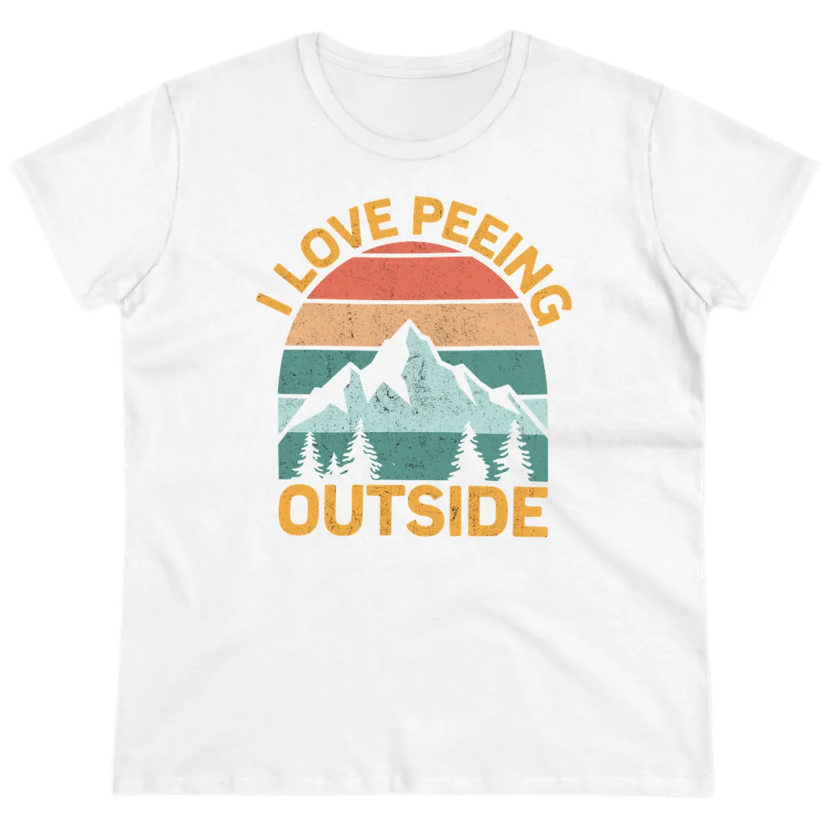 Love Peeling Outside Retro Sunset Ladies Tee in White