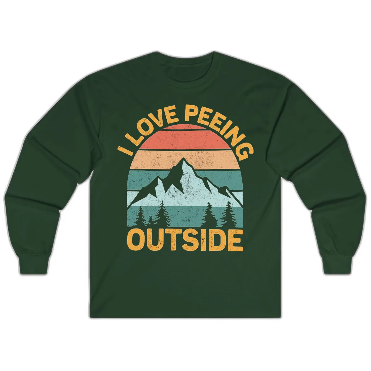 Love Peeling Outside Retro Sunset Long Sleeve in Forest Green