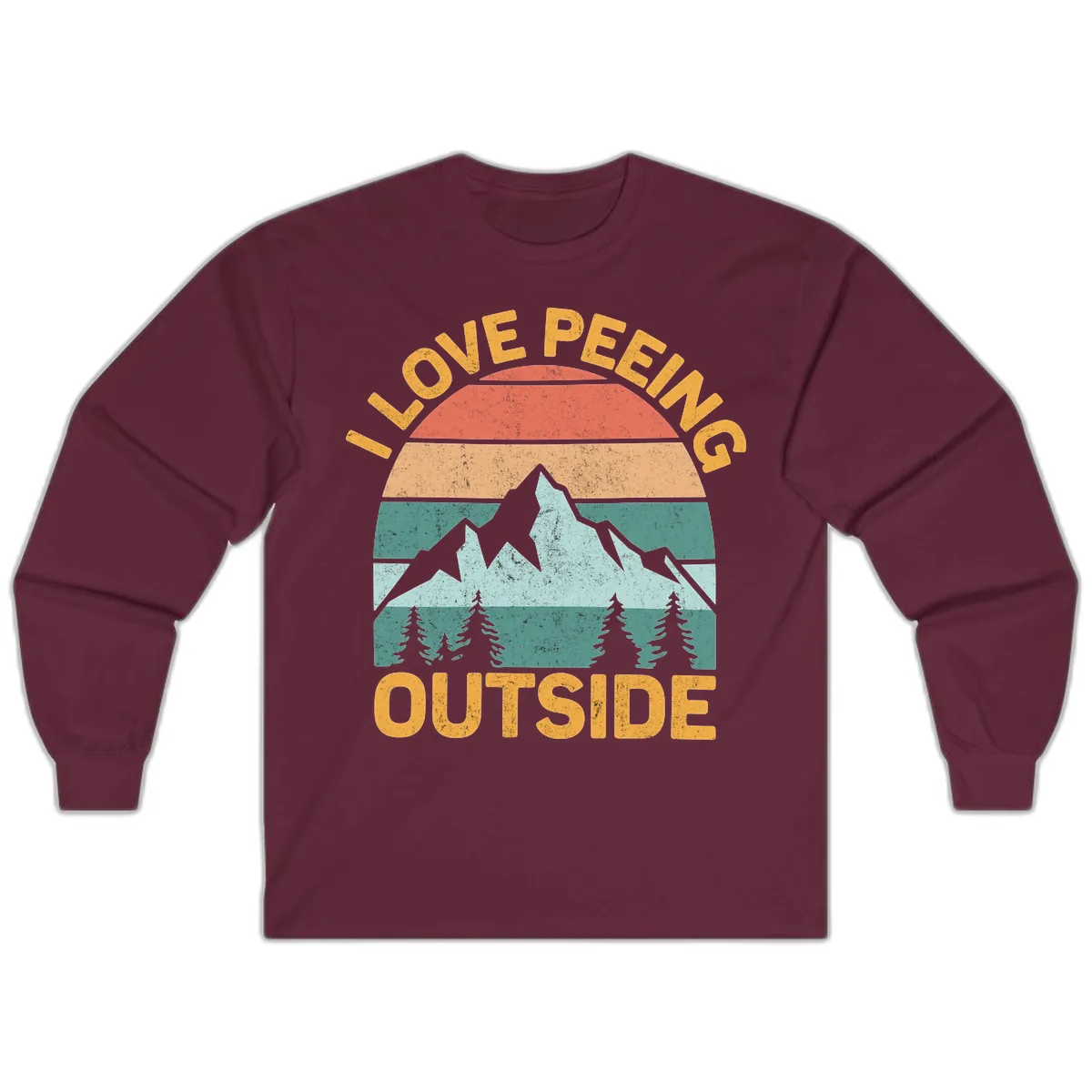 Love Peeling Outside Retro Sunset Long Sleeve in Maroon