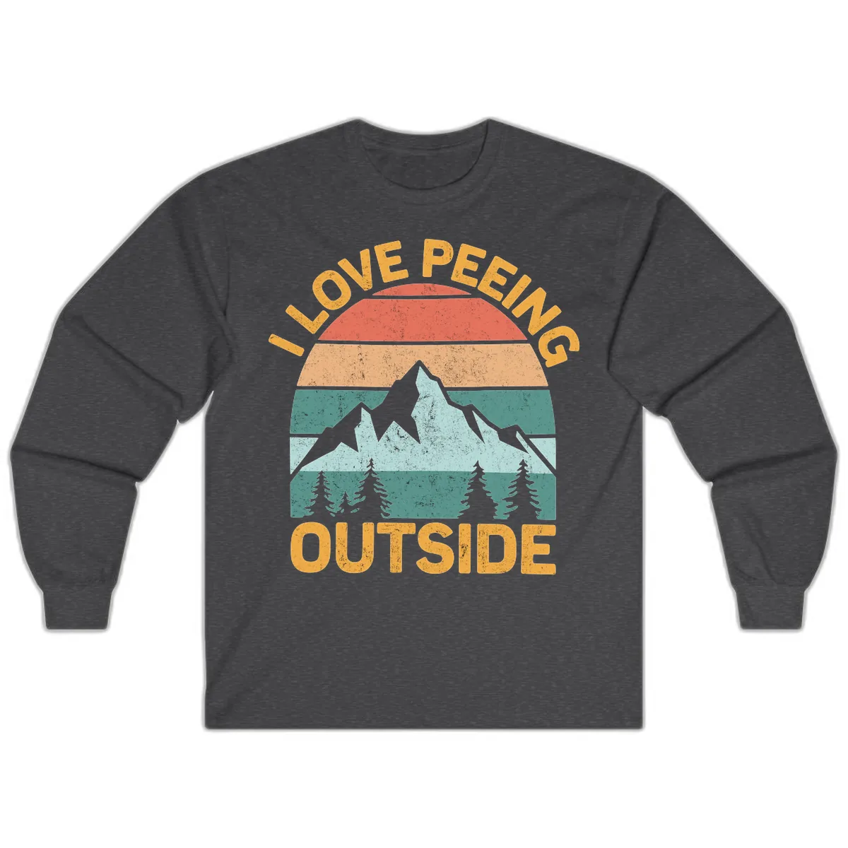 Love Peeling Outside Retro Sunset Long Sleeve in Dark Heather