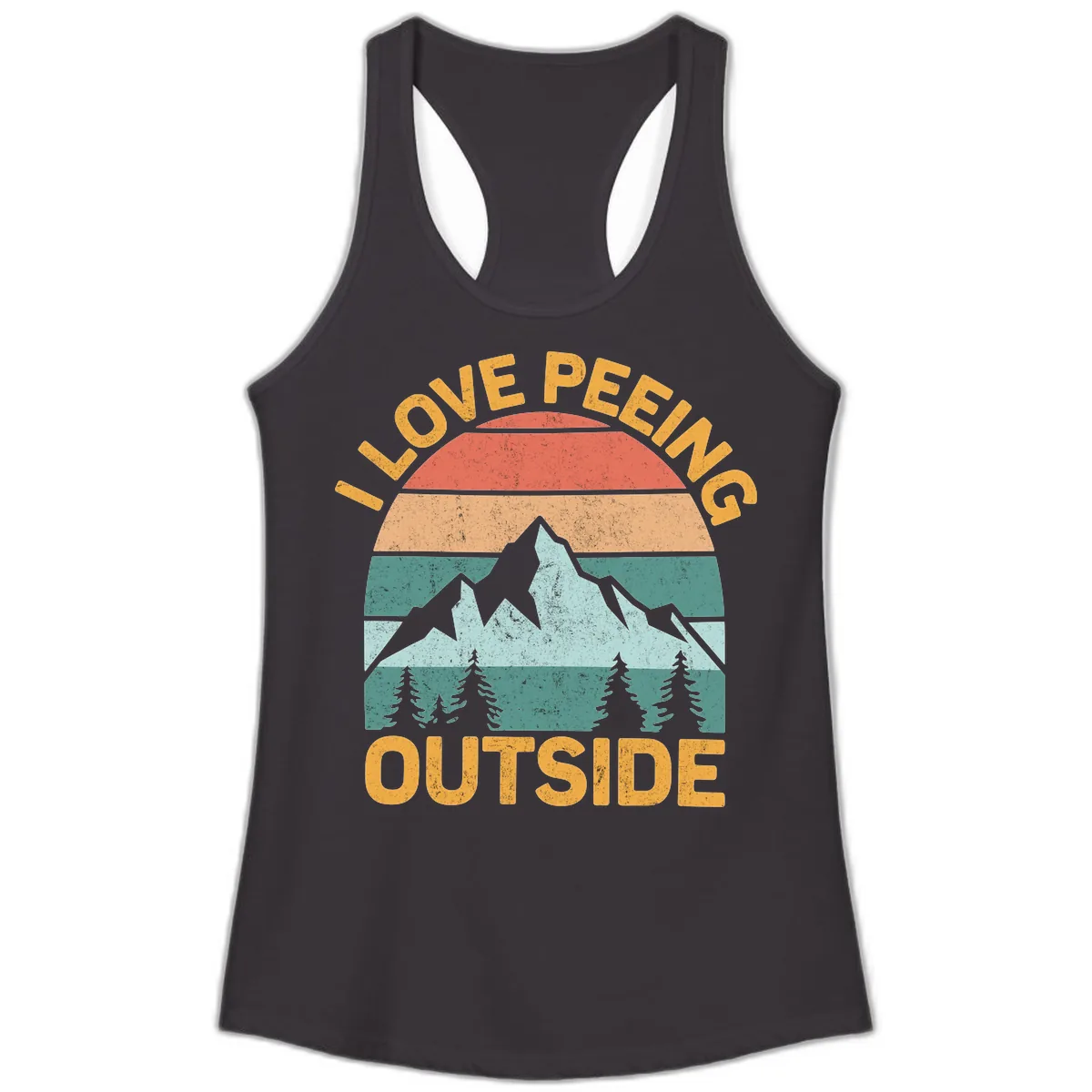 Love Peeling Outside Retro Sunset Ladies Tank in Black