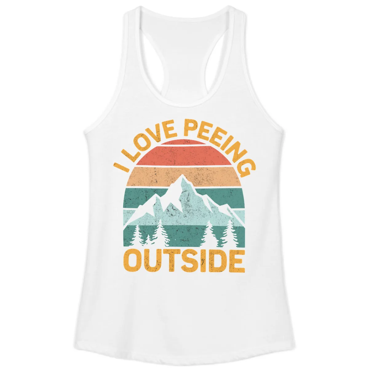Love Peeling Outside Retro Sunset Ladies Tank in White