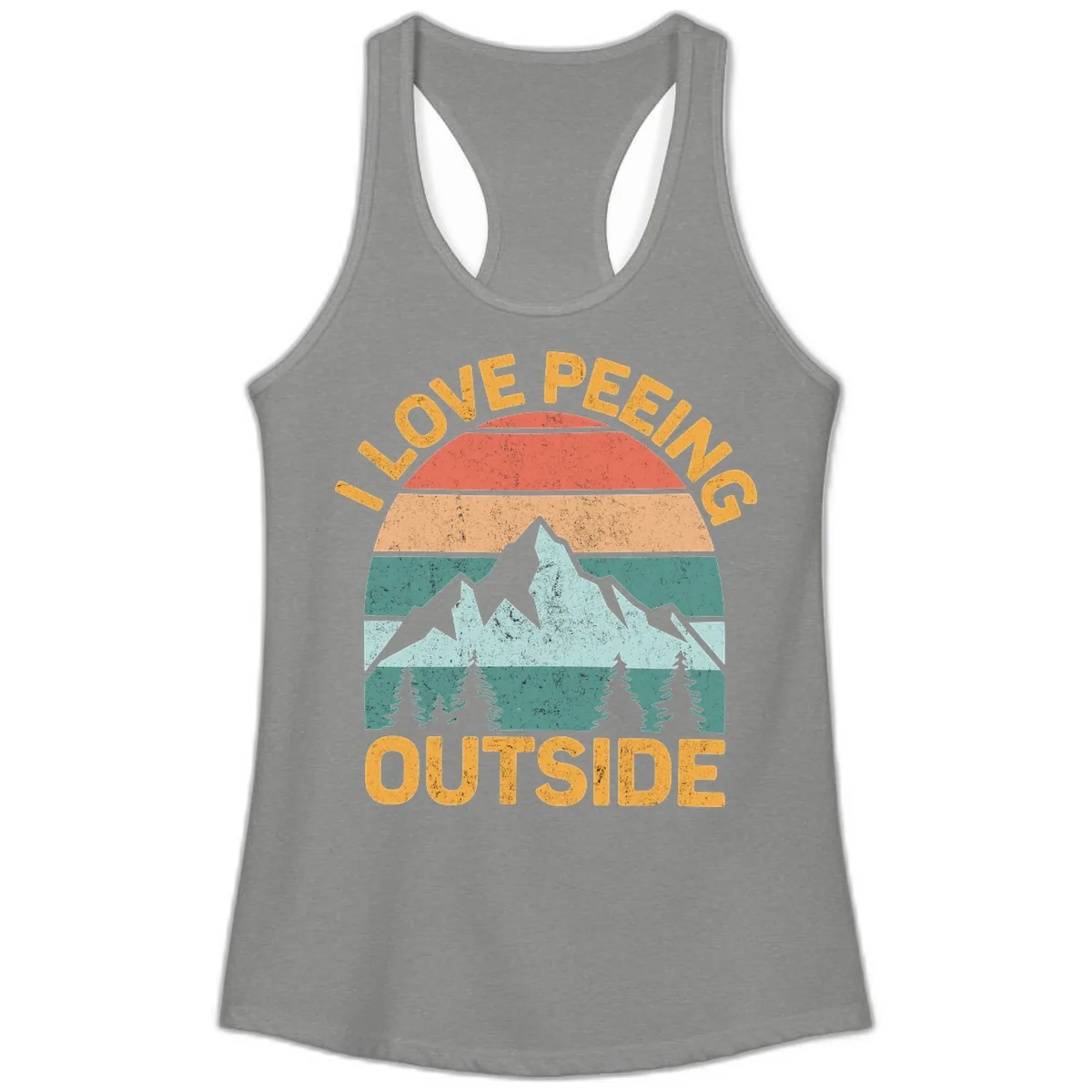 Love Peeling Outside Retro Sunset Ladies Tank in Heather Grey