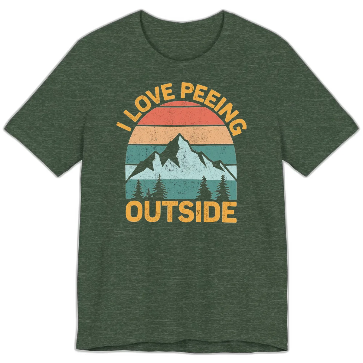 Love Peeling Outside Retro Sunset Premium T-Shirt in Heather Forest