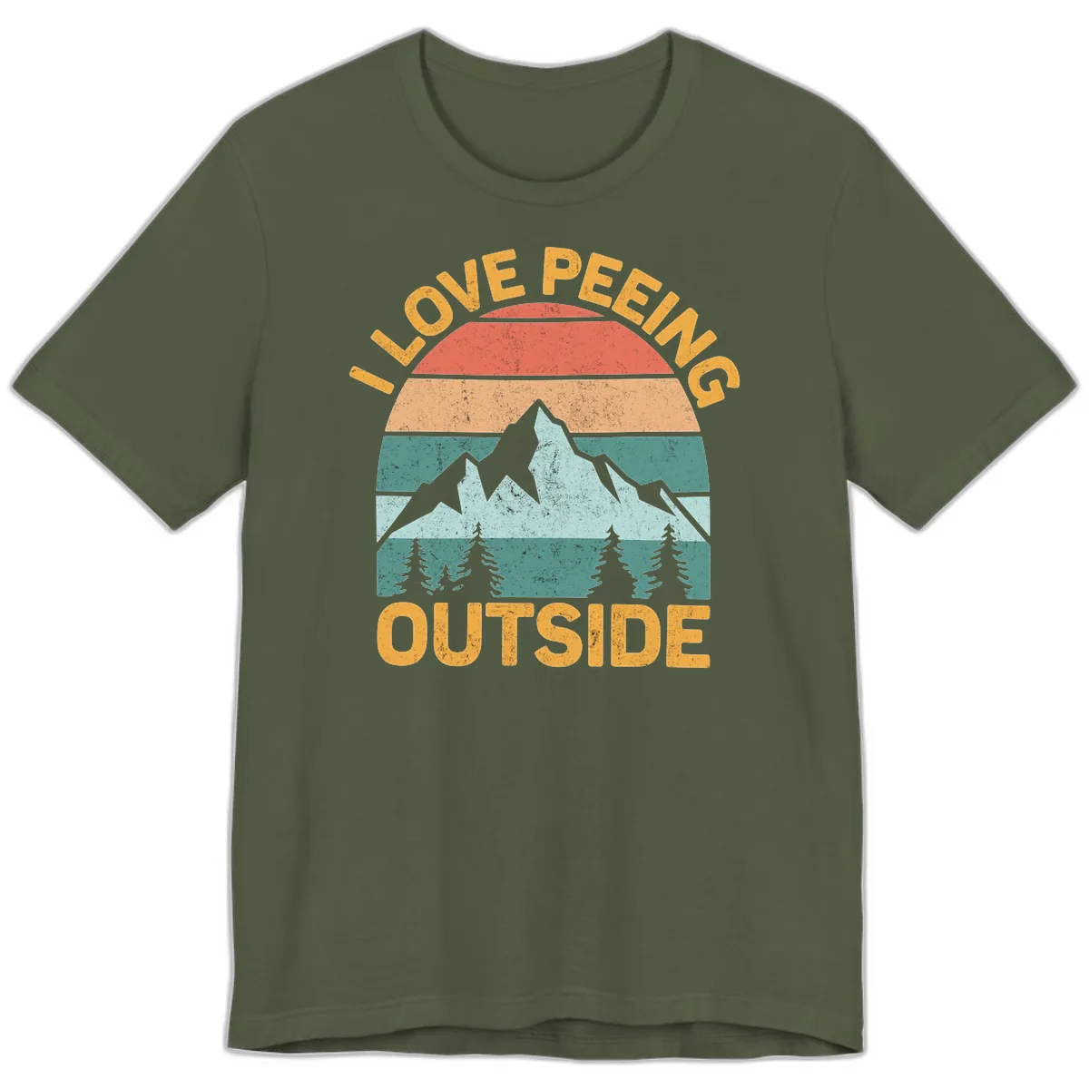 Love Peeling Outside Retro Sunset Premium T-Shirt in Military Green