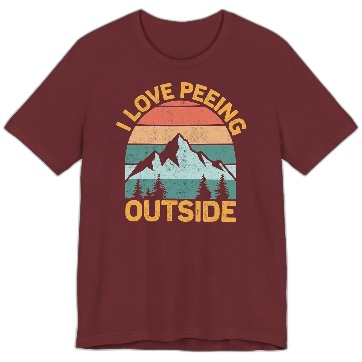 Love Peeling Outside Retro Sunset Premium T-Shirt in Heather Cardinal