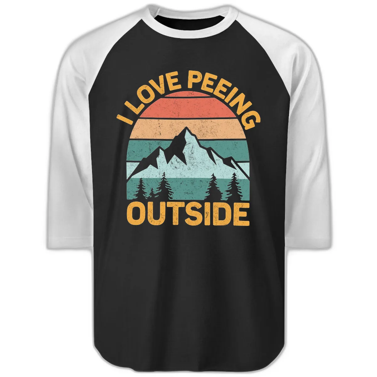 Love Peeling Outside Retro Sunset Raglan 3/4 in Black White