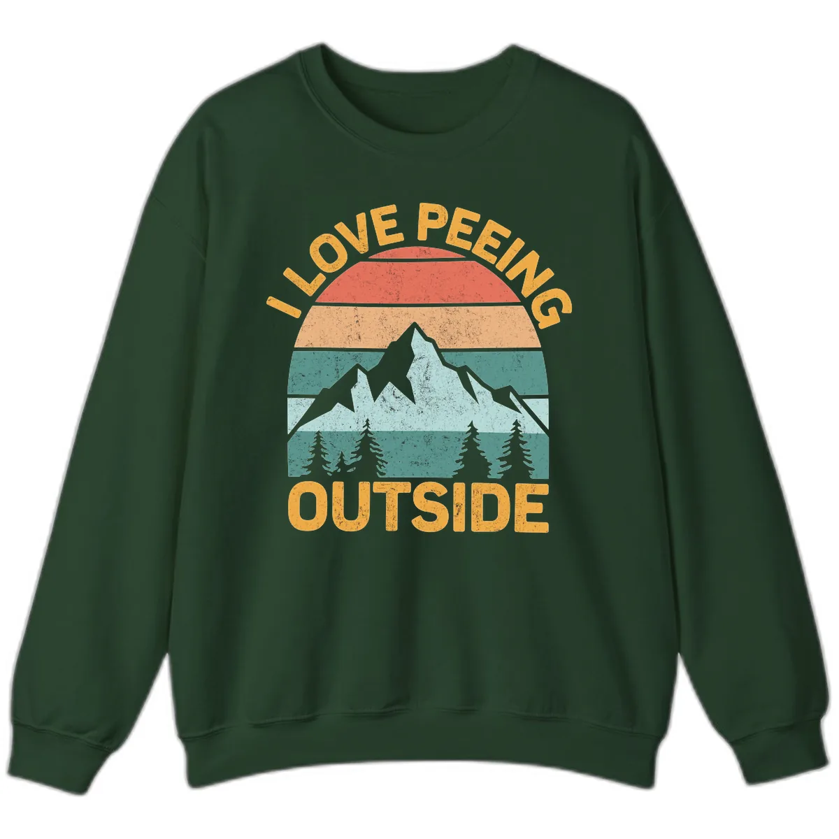 Love Peeling Outside Retro Sunset Sweatshirt in Forest Green