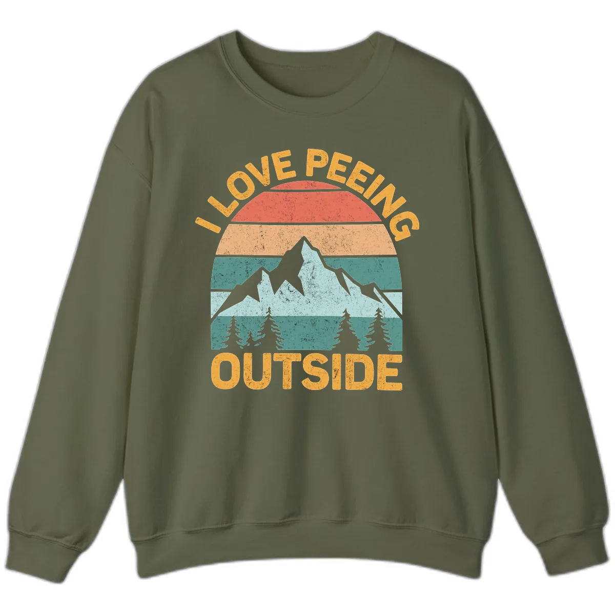 Love Peeling Outside Retro Sunset Sweatshirt in Military Green