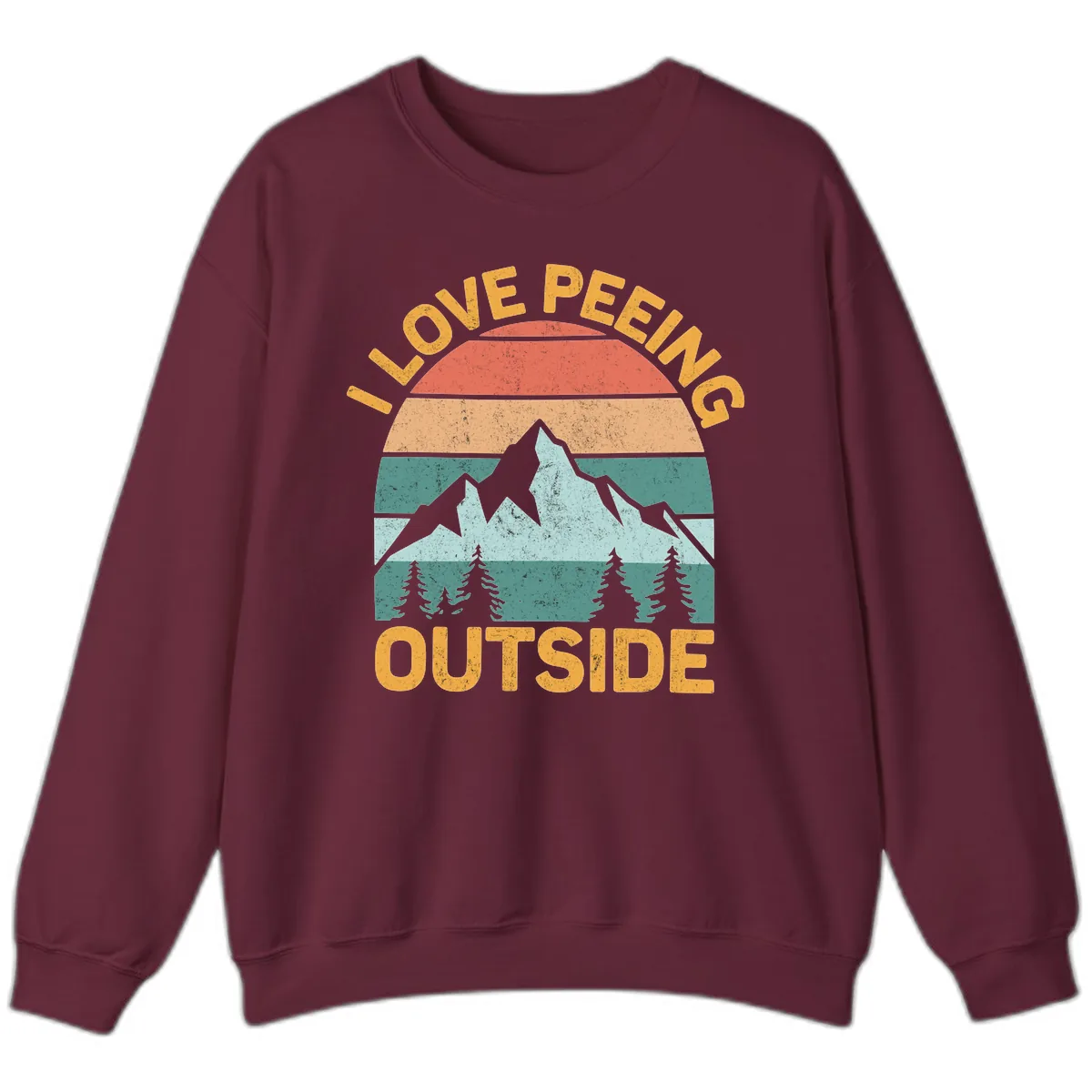 Love Peeling Outside Retro Sunset Sweatshirt in Maroon
