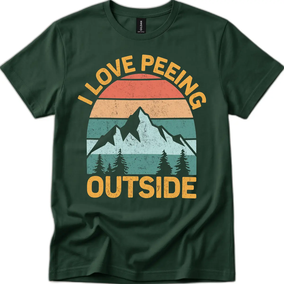 Love Peeling Outside Retro Sunset T-Shirt in Forest Green