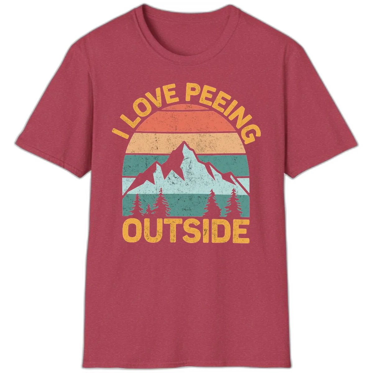 Love Peeling Outside Retro Sunset T-Shirt in Heather Cardinal