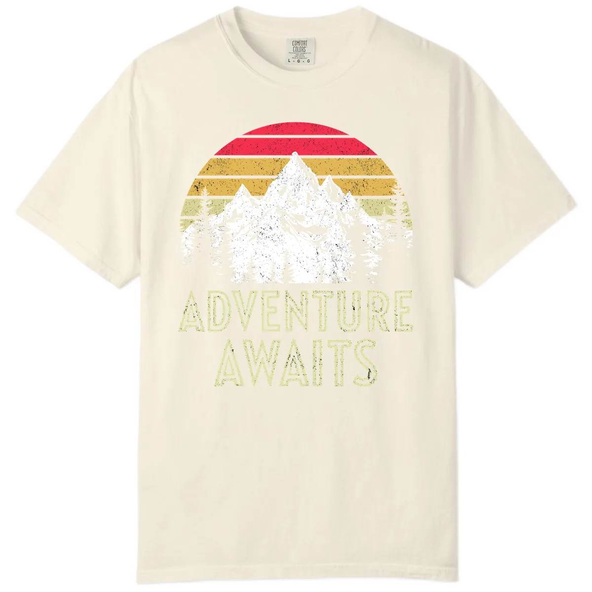 Adventure Awaits Mountain Sunset Comfort Color in Ivory