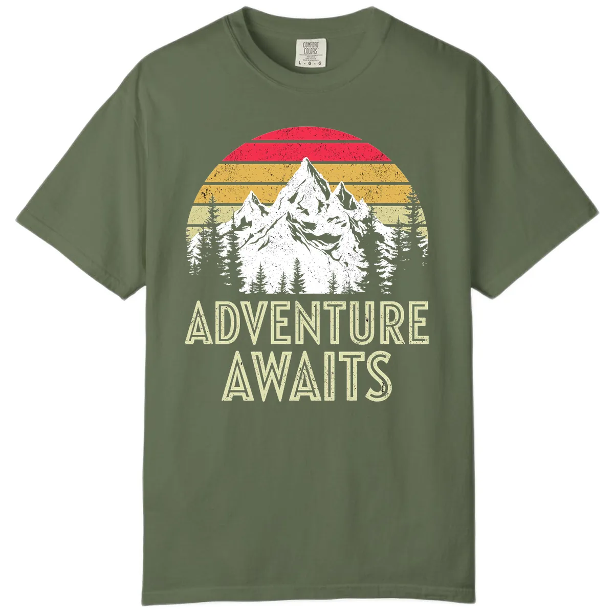 Adventure Awaits Mountain Sunset Comfort Color in Sage