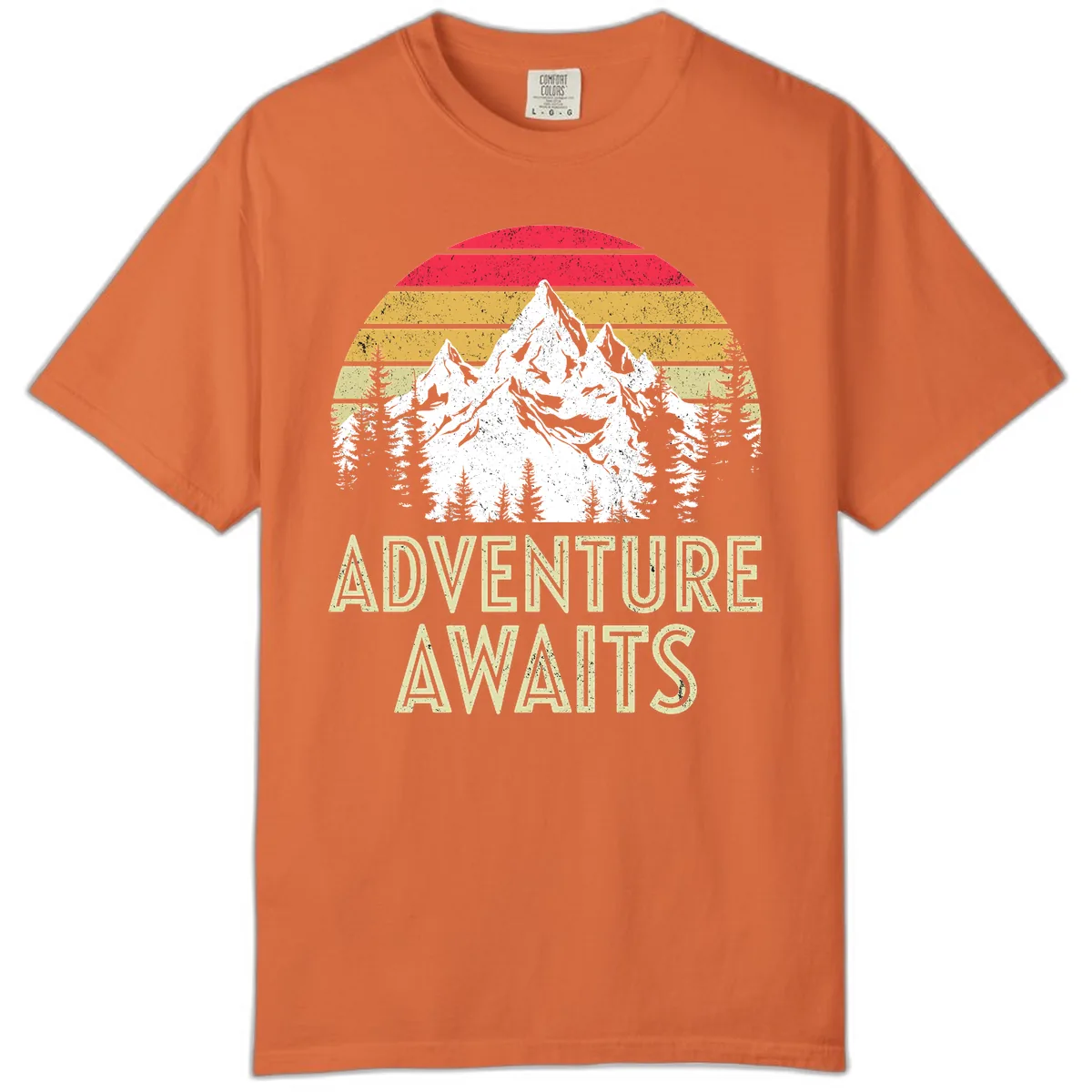 Adventure Awaits Mountain Sunset Comfort Color in Burnt Orange