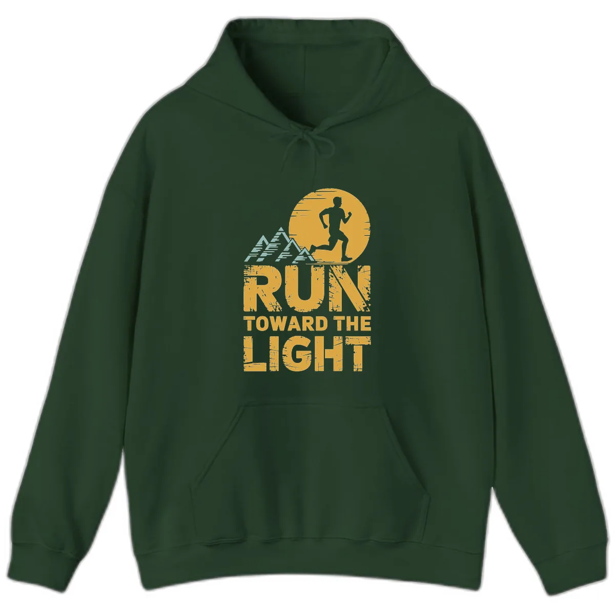 Run Toward The Light Hoodie in Forest Green