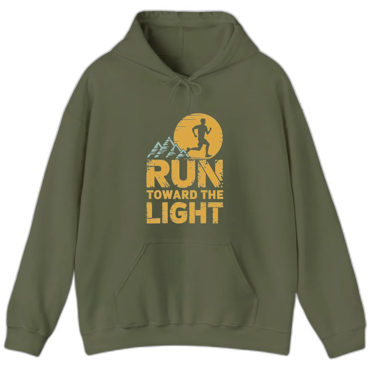 Run Toward The Light Hoodie in Military Green