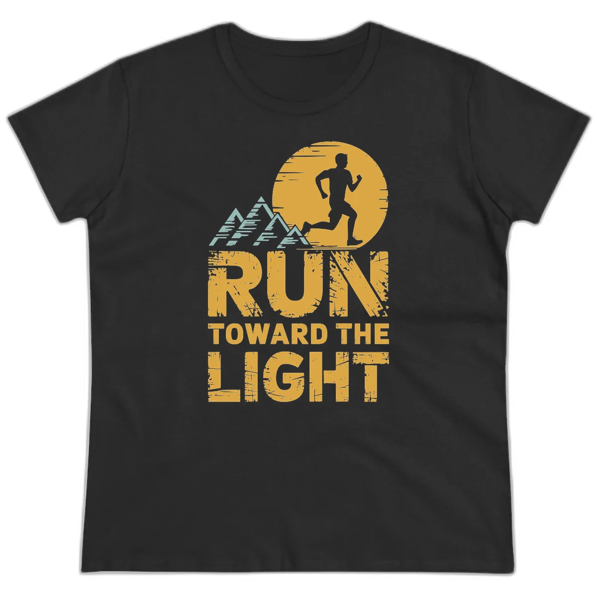 Run Toward The Light Ladies Tee in Black
