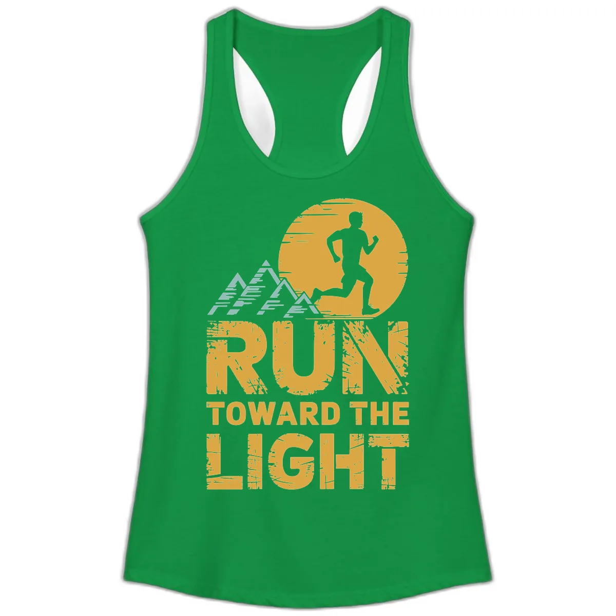 Run Toward The Light Ladies Tank in Solid Kelly Green