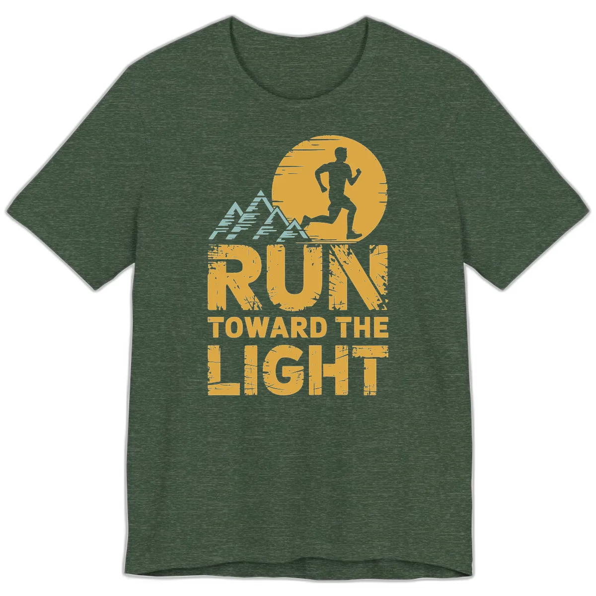 Run Toward The Light Premium T-Shirt in Heather Forest