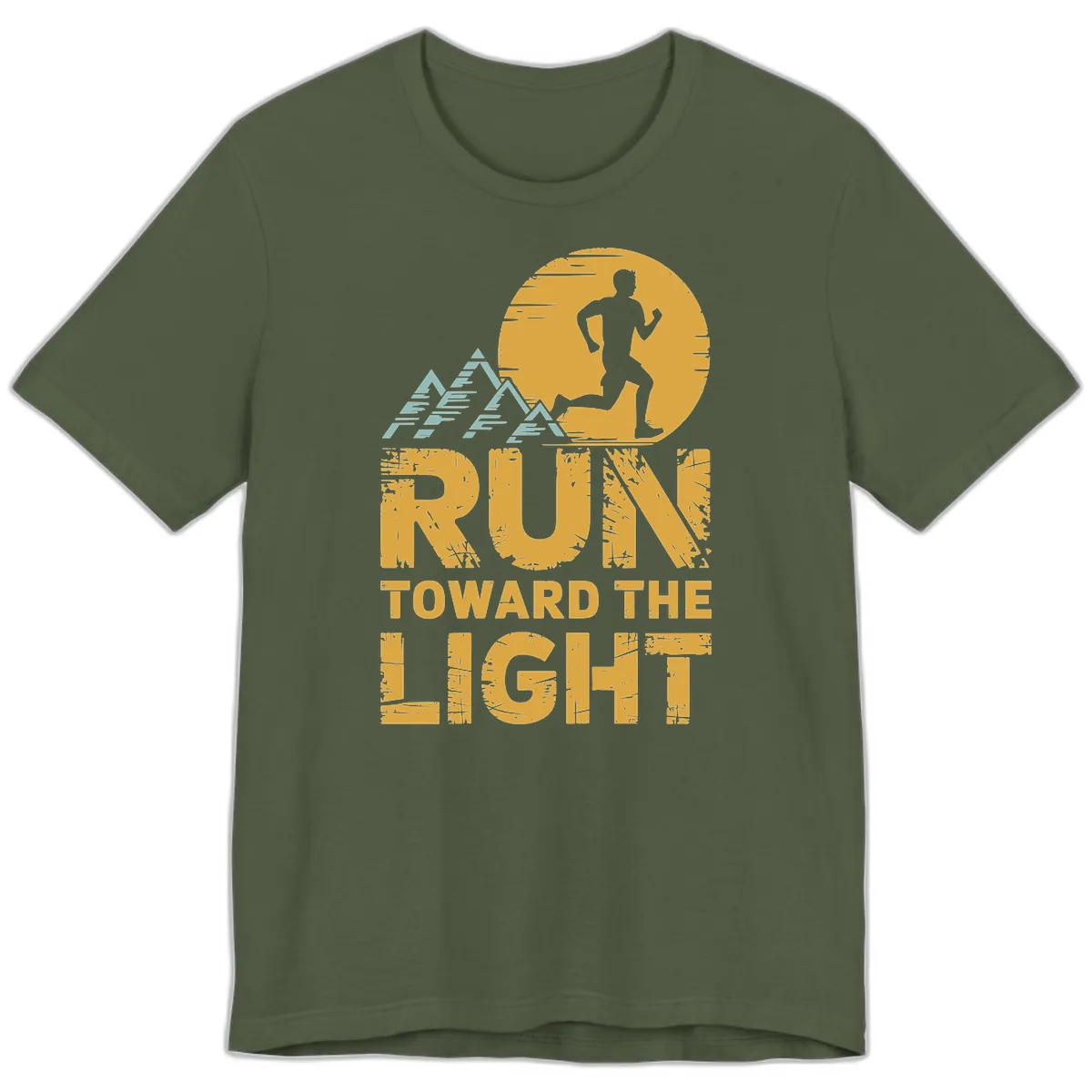Run Toward The Light Premium T-Shirt in Military Green