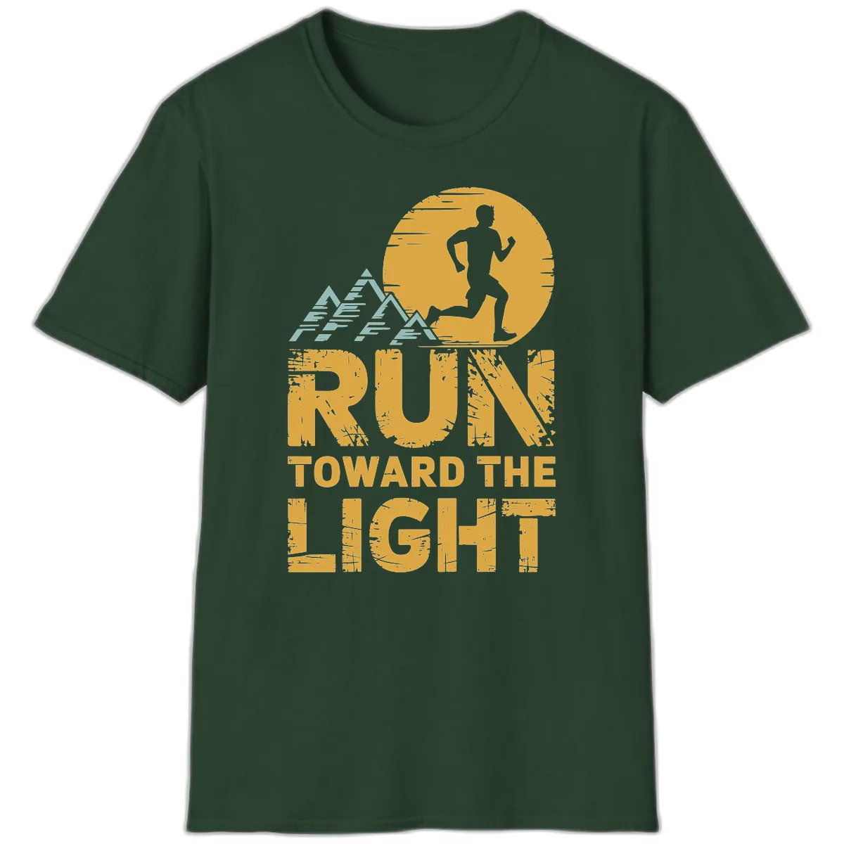 Run Toward The Light T-Shirt in Forest Green