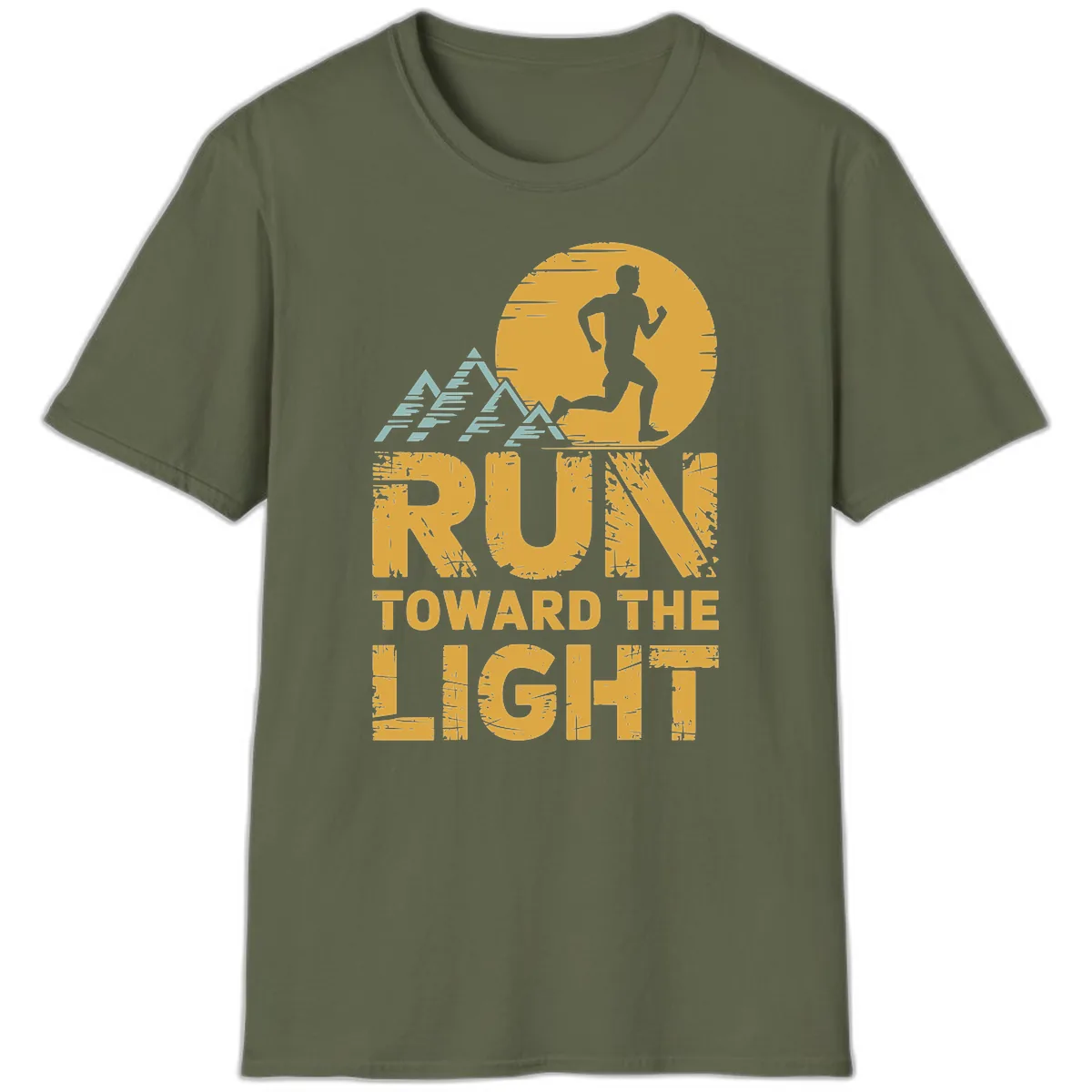 Run Toward The Light T-Shirt in Military Green
