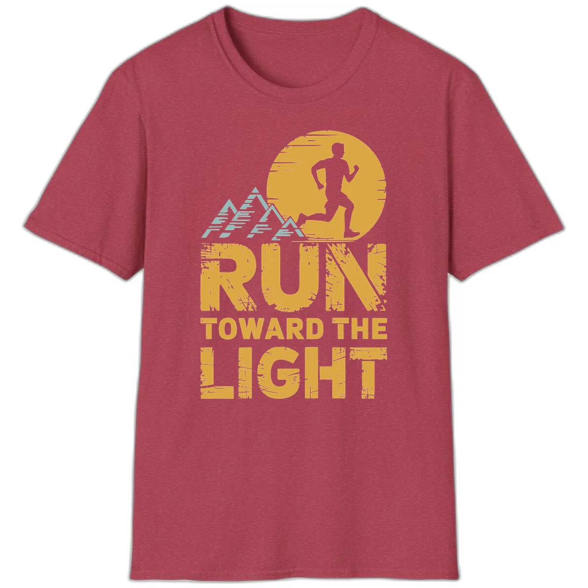 Run Toward The Light T-Shirt in Heather Cardinal