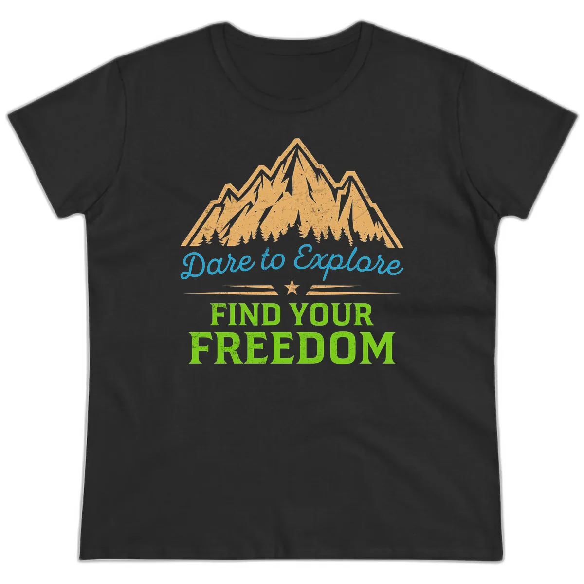 Dare To Explore Find Your Freedom Ladies Tee in Black