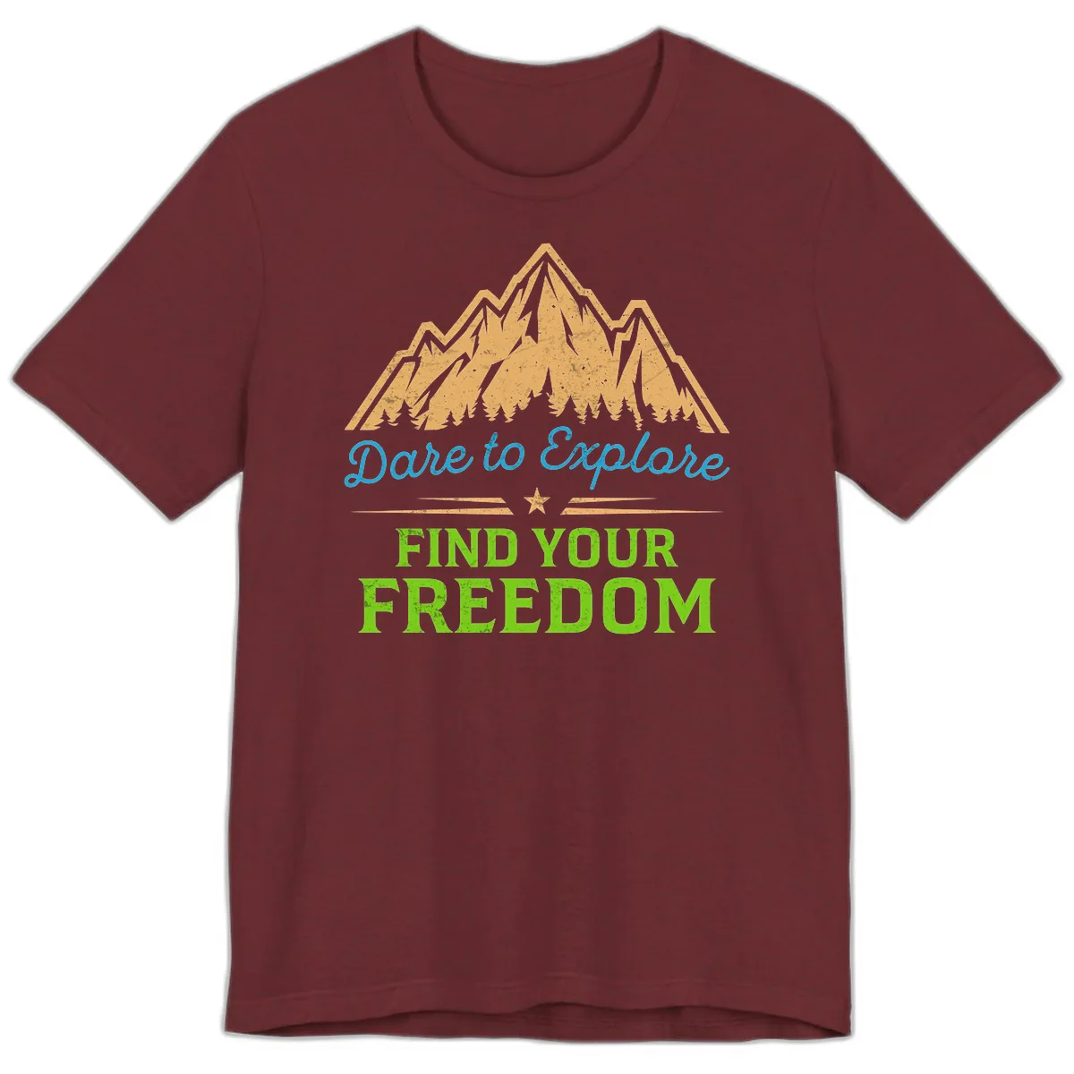 Dare To Explore Find Your Freedom Premium T-Shirt in Heather Cardinal