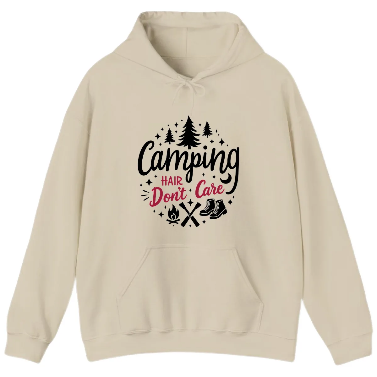 Camping Hair Don't Care Hoodie in Sand