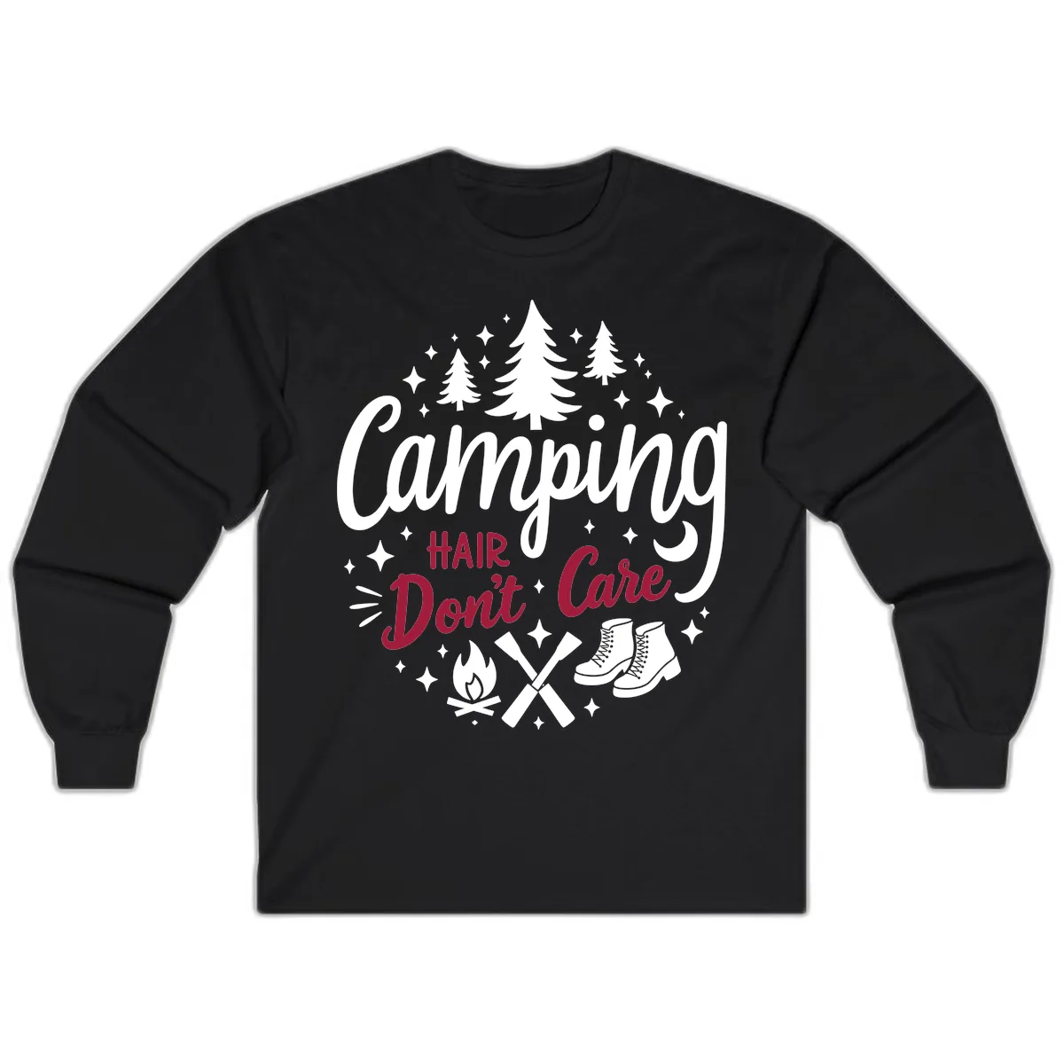 Camping Hair Don't Care Long Sleeve in Black