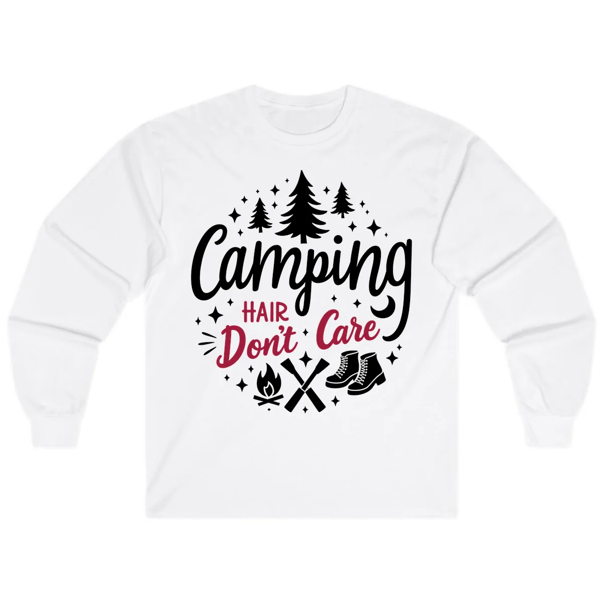 Camping Hair Don't Care Long Sleeve in White