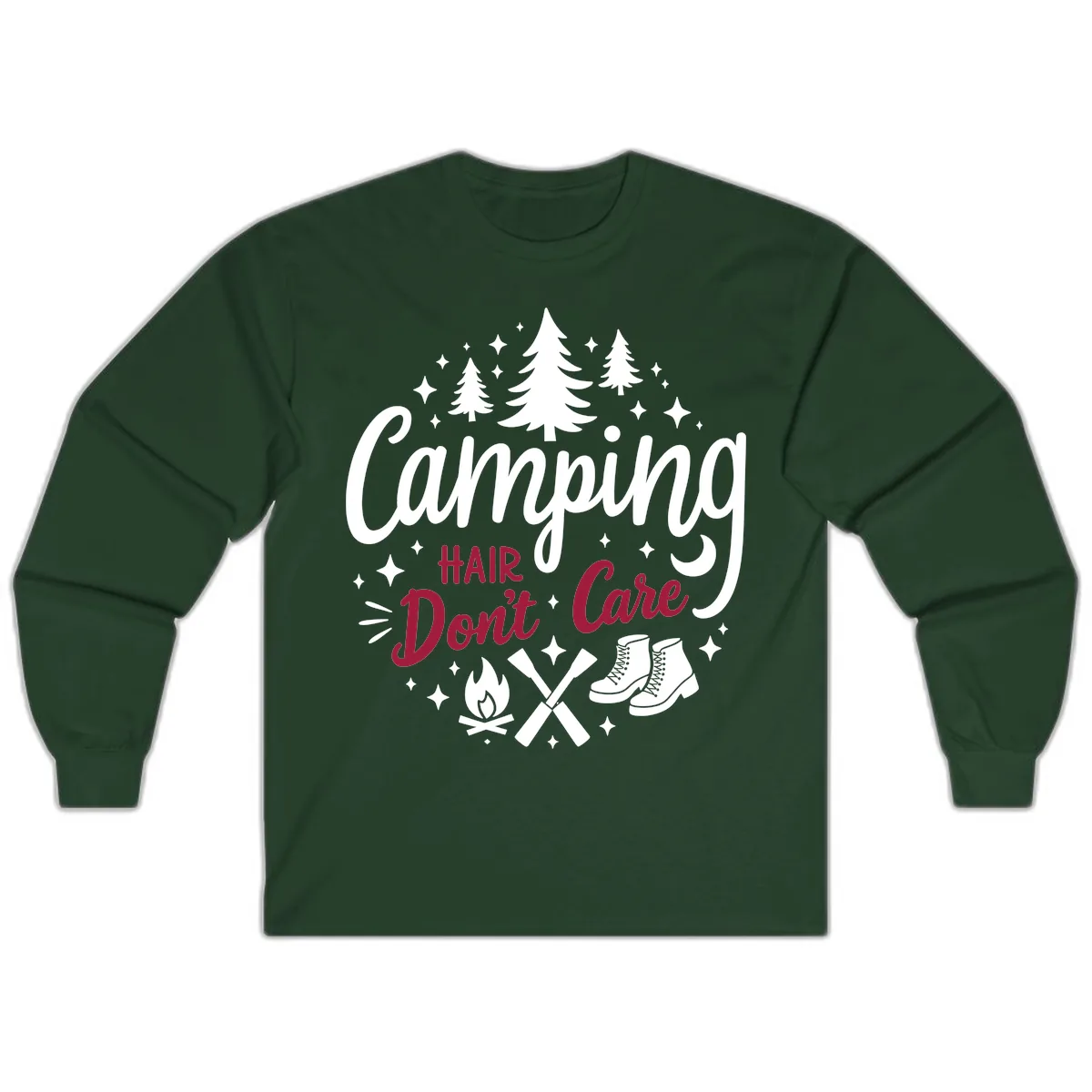 Camping Hair Don't Care Long Sleeve in Forest Green