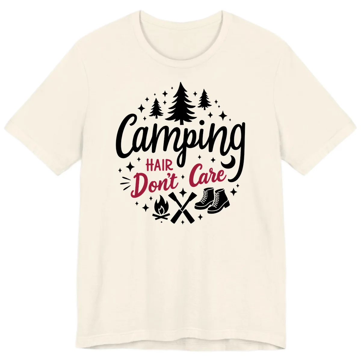 Camping Hair Don't Care Premium T-Shirt in Natural