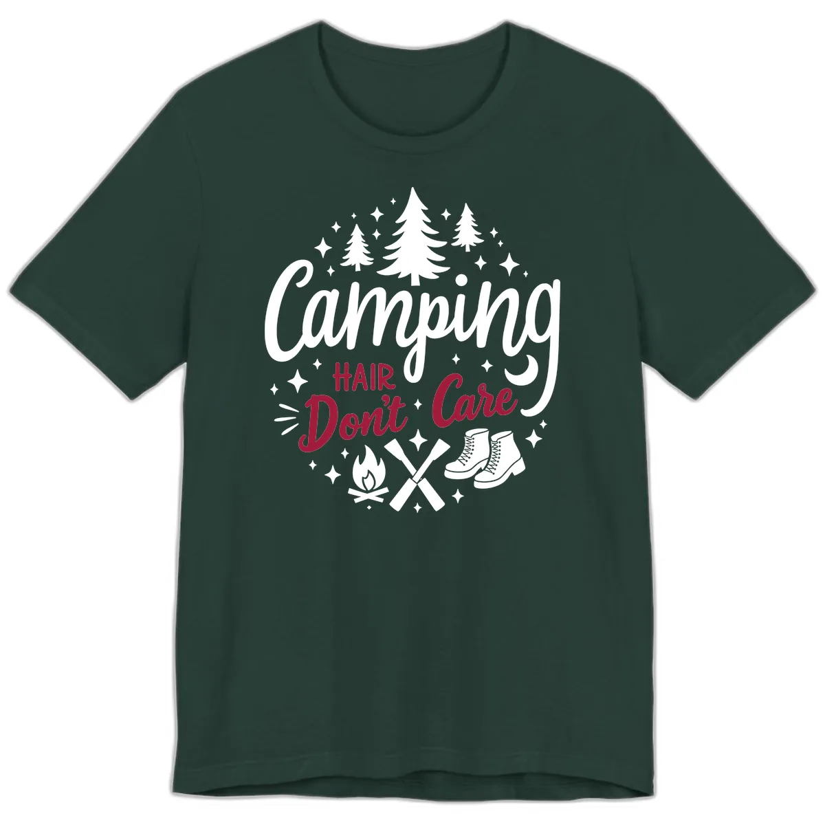 Camping Hair Don't Care Premium T-Shirt in Forest