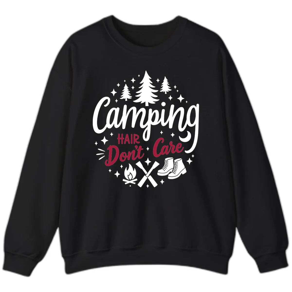 Camping Hair Don't Care Sweatshirt in Black