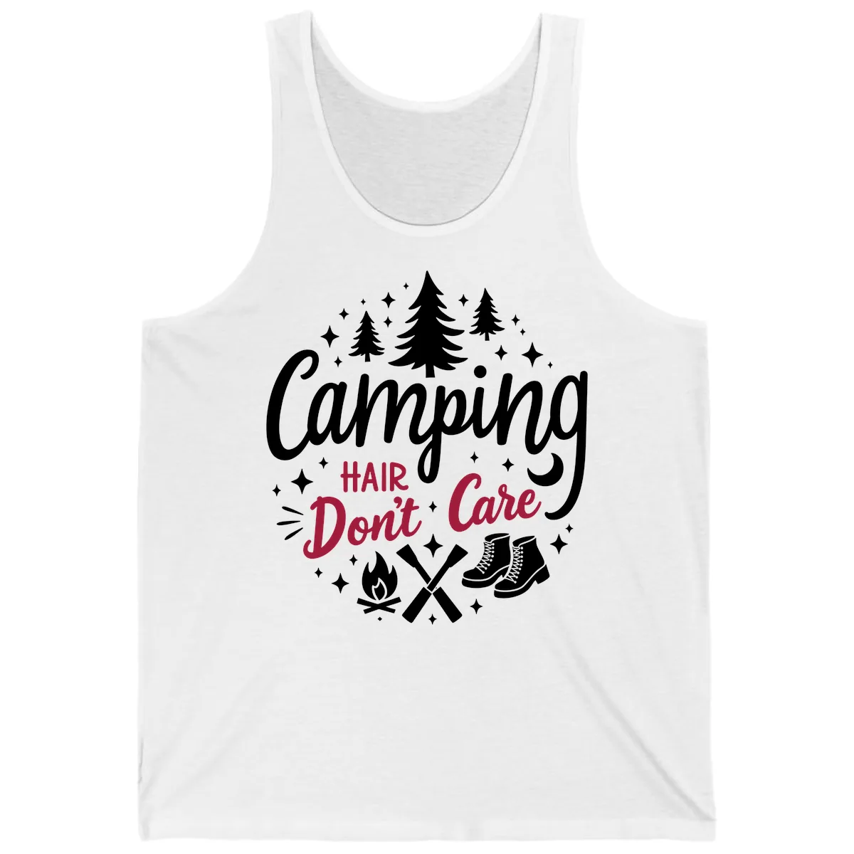 Camping Hair Don't Care Tank in White
