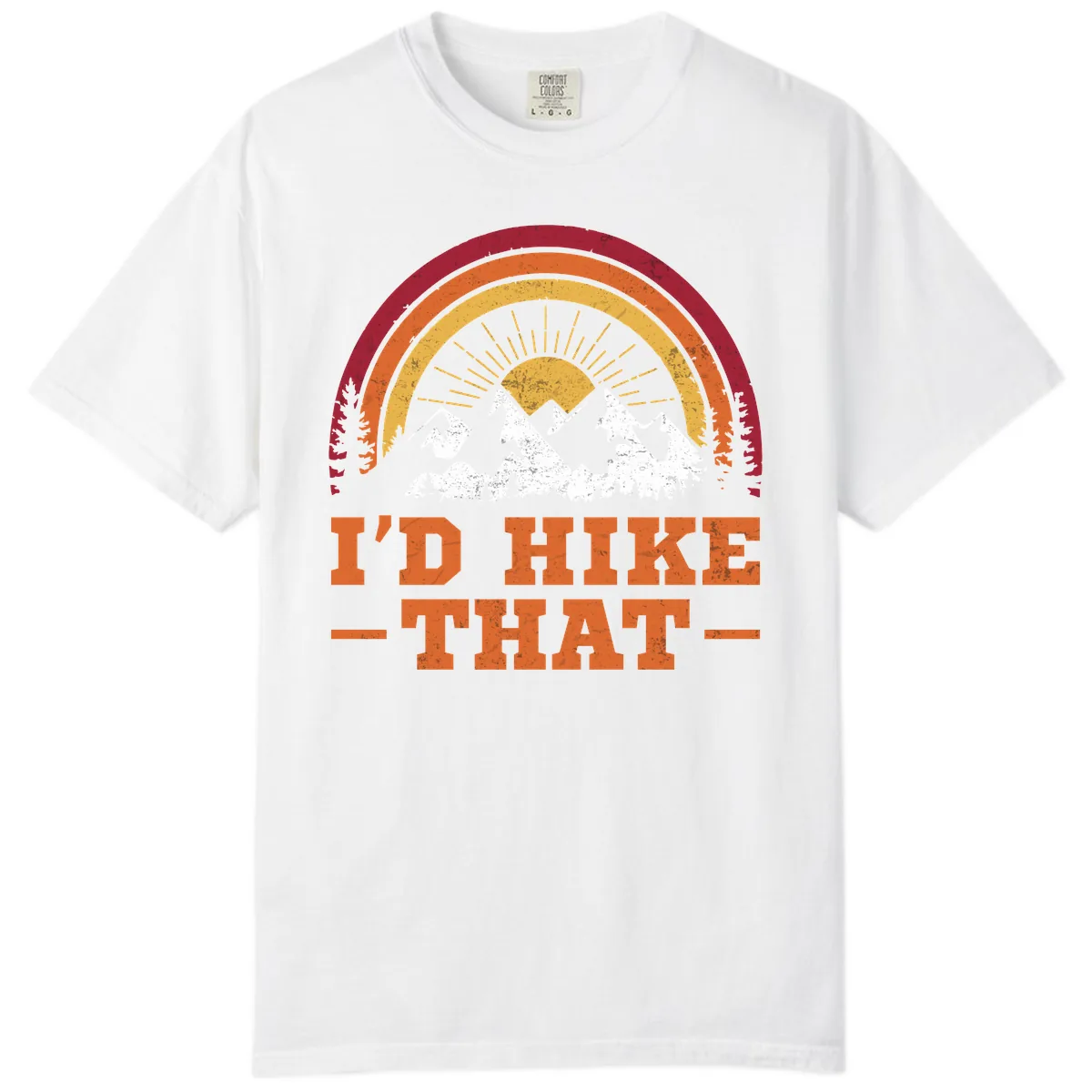I'd Hike That Mountain Sunset Comfort Color in White