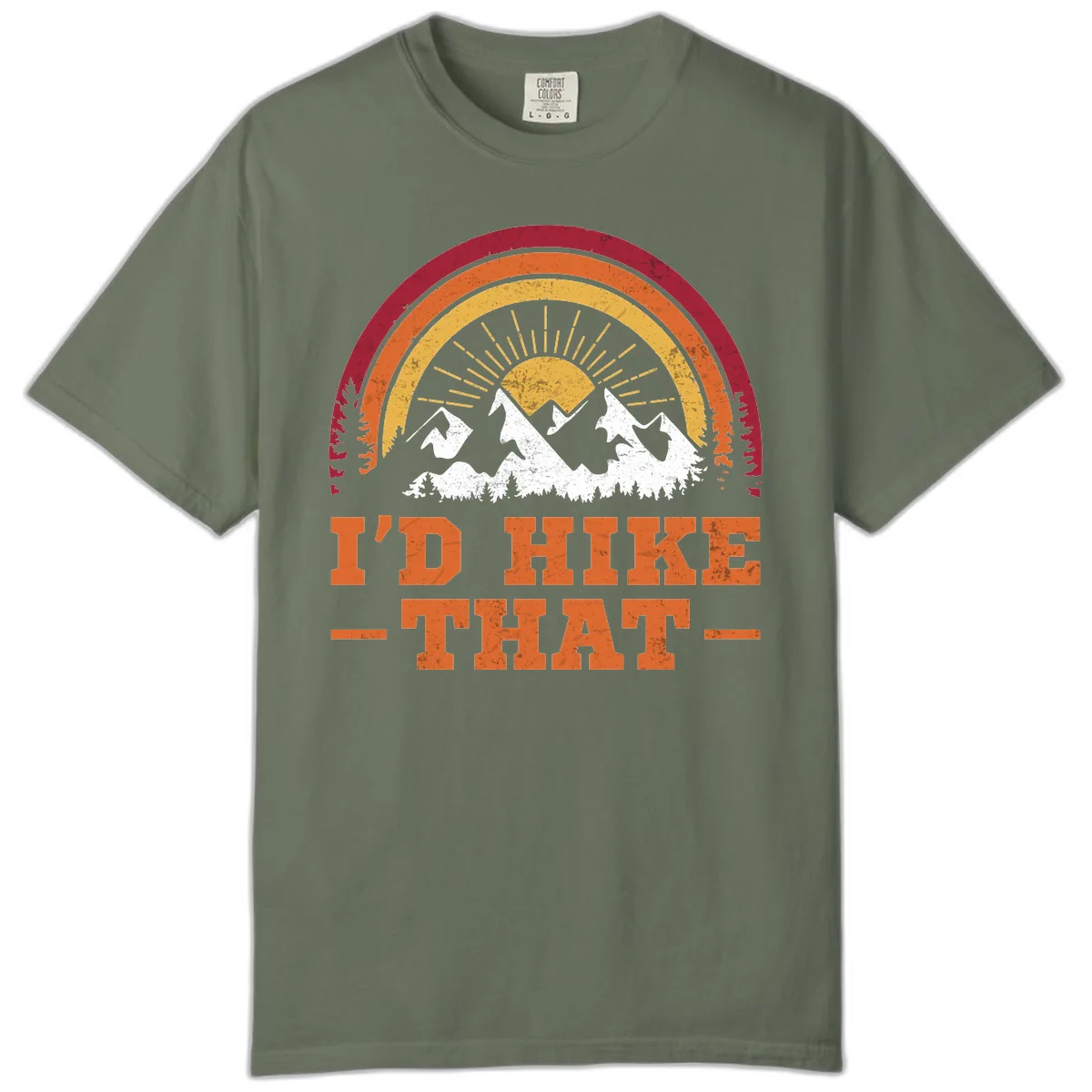 I'd Hike That Mountain Sunset Comfort Color in Moss