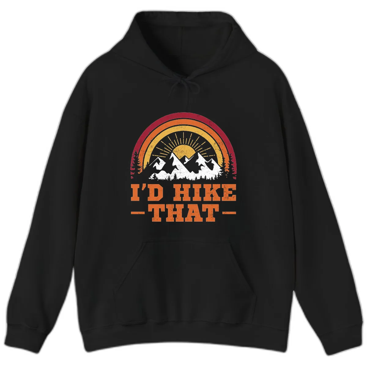 I'd Hike That Mountain Sunset Hoodie in Black