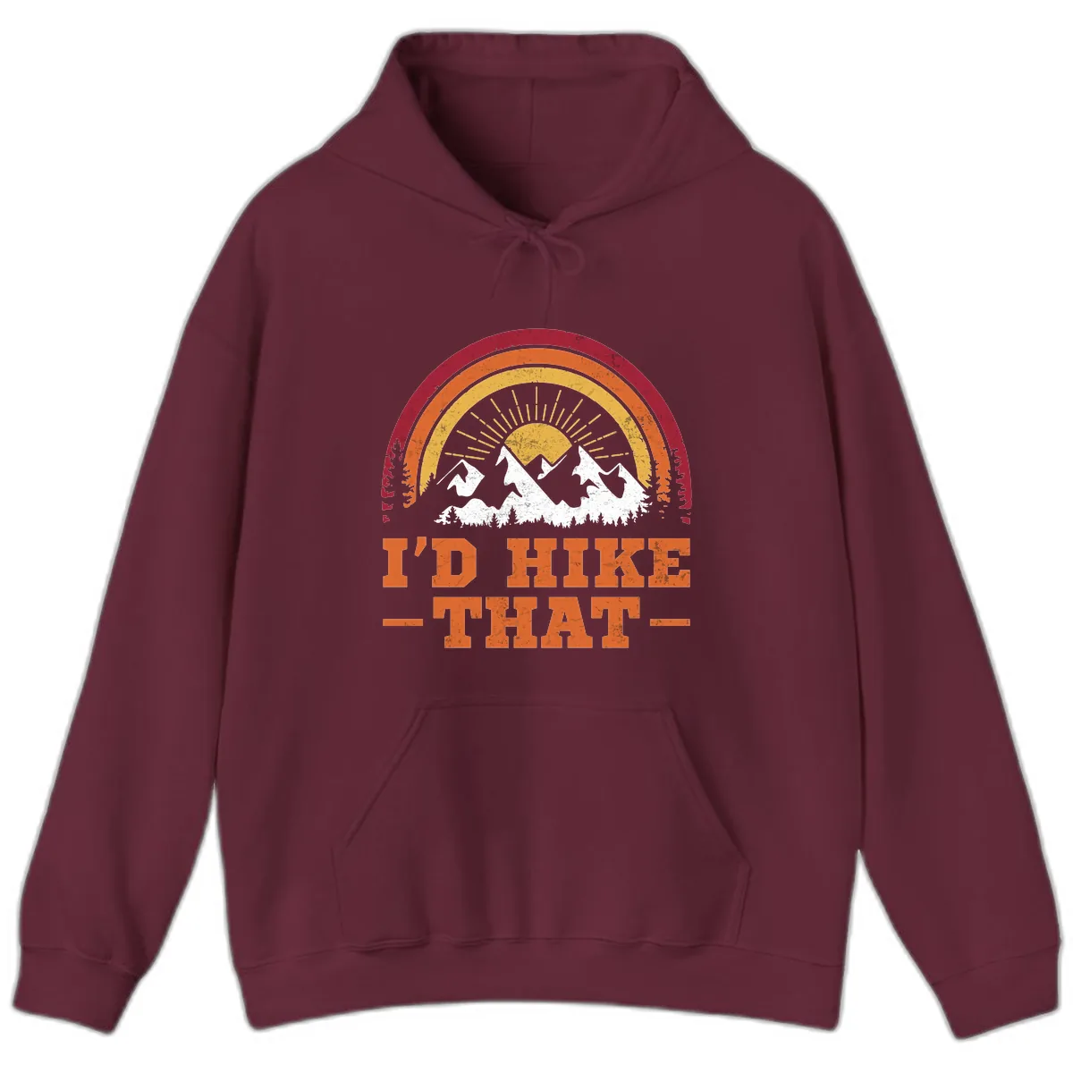 I'd Hike That Mountain Sunset Hoodie in Maroon