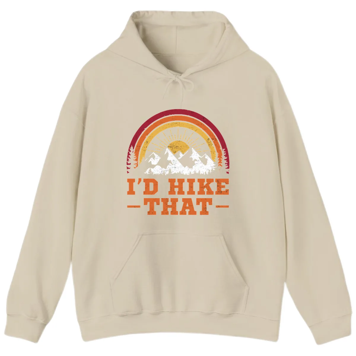 I'd Hike That Mountain Sunset Hoodie in Sand